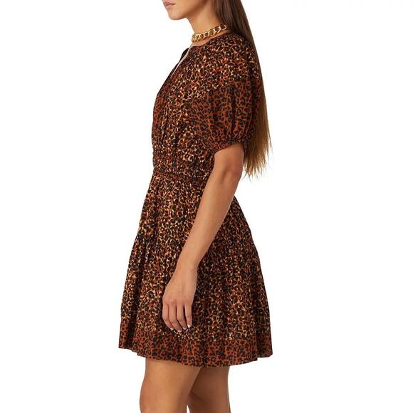 Ulla Johnson NWT Mariana Leopard Animal Print Puff Sleeve Fit & Flare Dress - Picture 2 of 16
